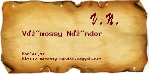 Vámossy Nándor névjegykártya